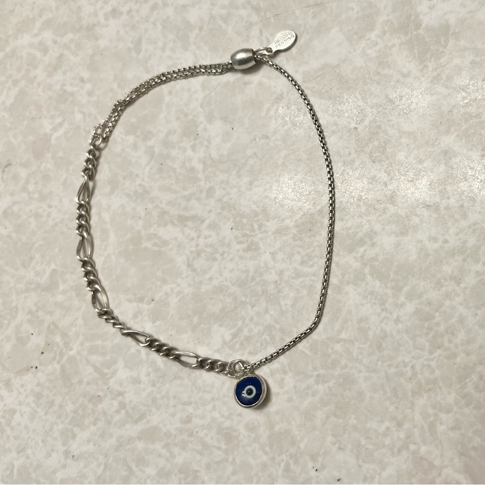 Alex and Ani sterling silver evil eye adjustable bracelet